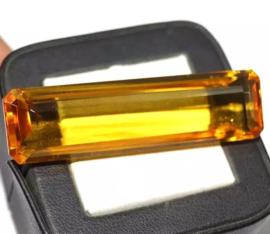 Yellow Citrine Emerald Cut Natural Brazilian 92-94 Ct Loose Gemstone Certified