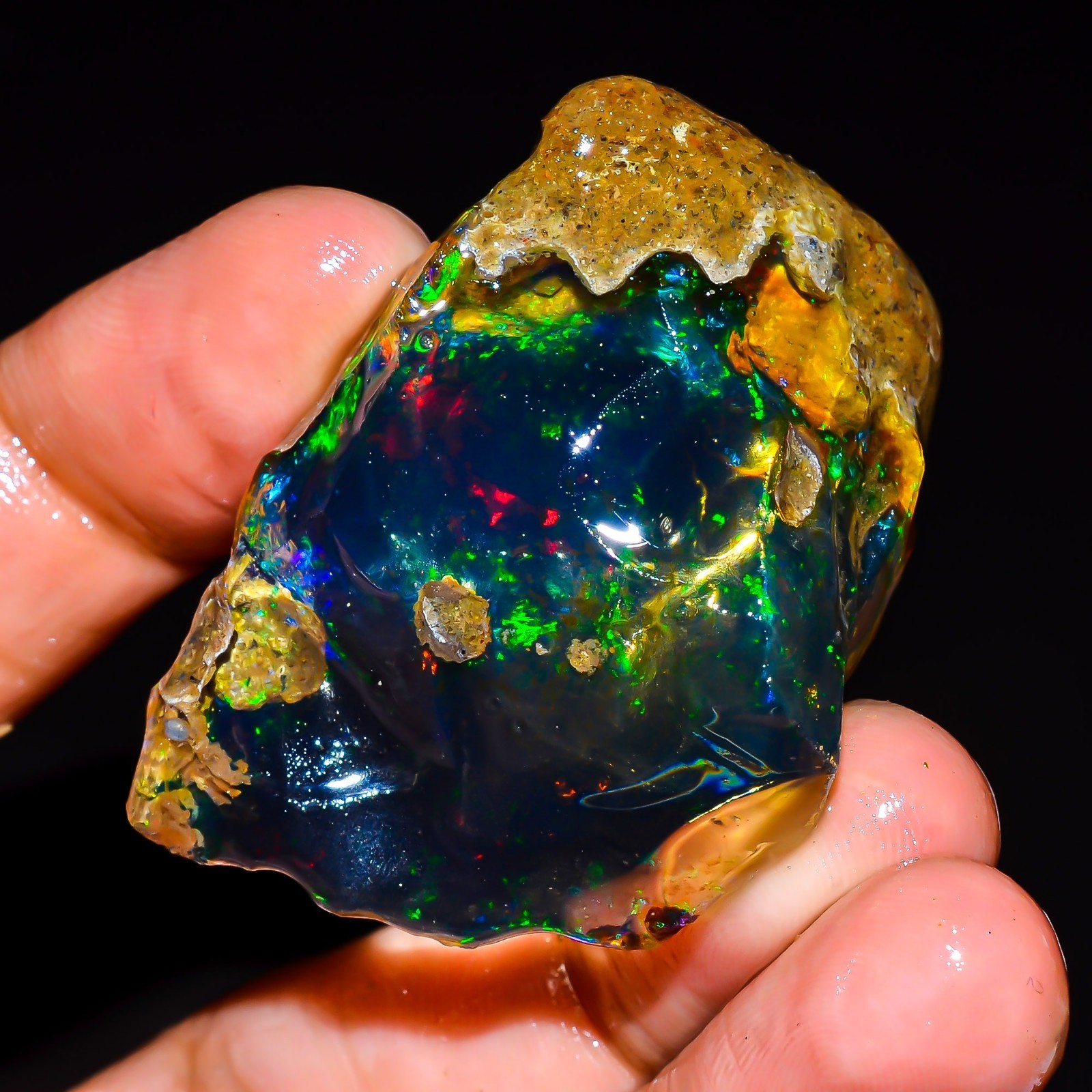 75 Ct Fire Opal Ethiopian Natural Oil Rough Gemstone For Jewelry 44x30x13 mm
