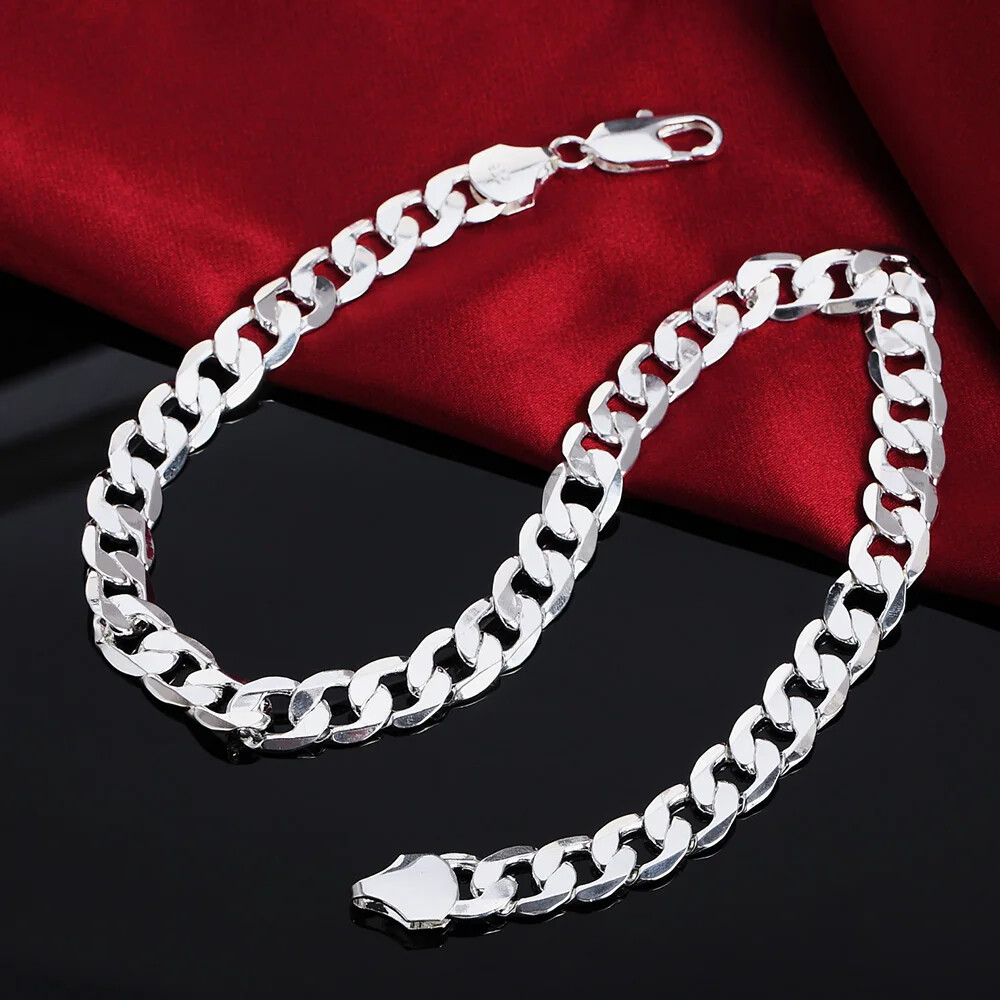 925 Sterling Silver necklace classic 12MM chain 18-30 inches Fashion jewelry