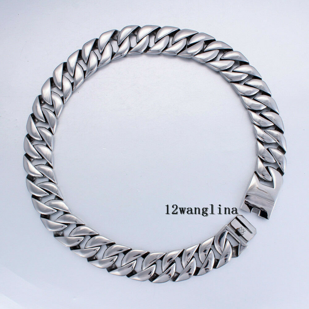 31MM Super Heavy Curb Link Men’s Chain Silver 316L Stainless Steel Necklace New