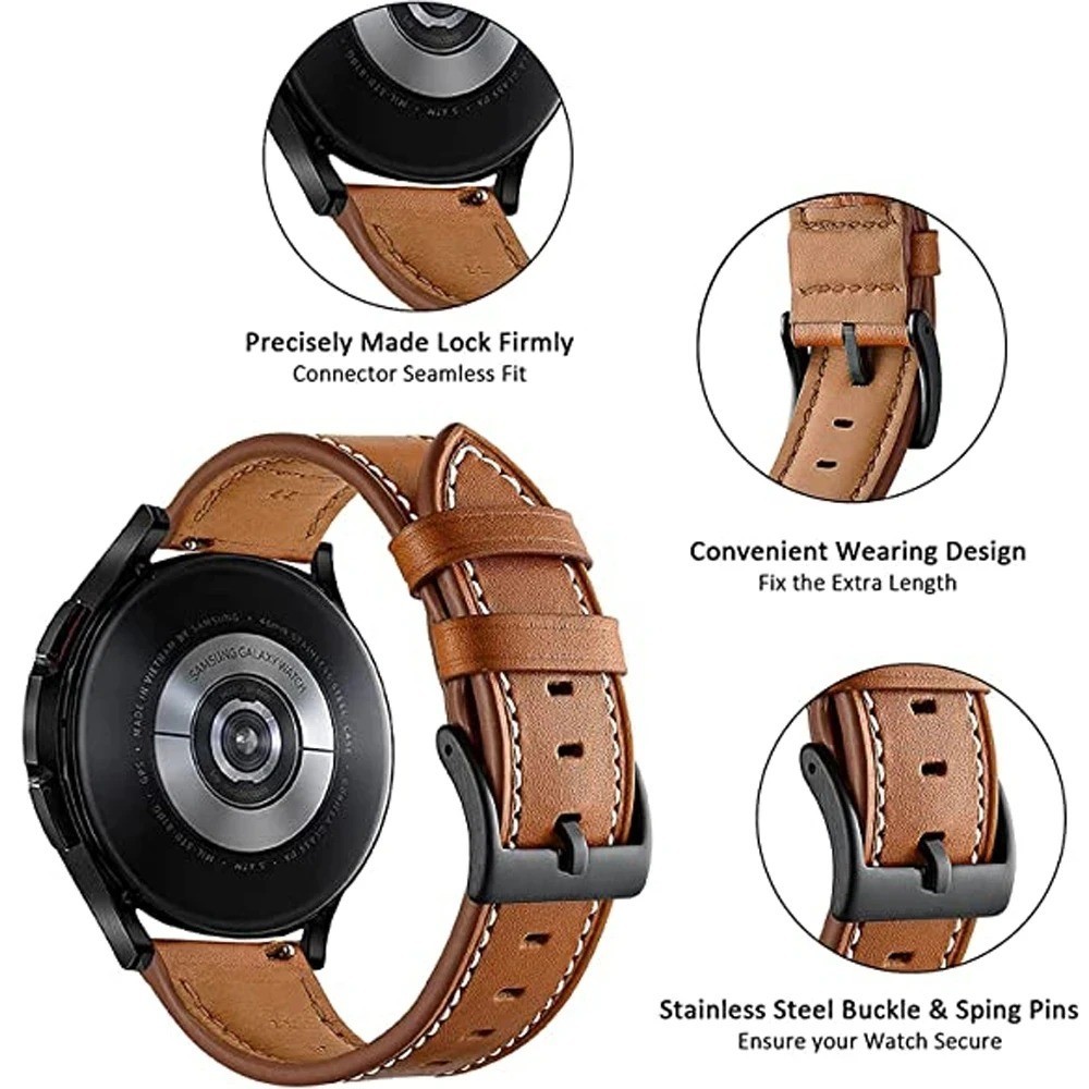 20mm 22mm Classic Genuine Leather Watch Band Strap Quick Release Wristband