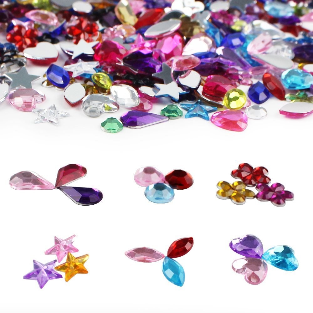 600pcs Gems Jewels for Crafts, Acrylic Flatback Rhinestones for Halloween Pir…