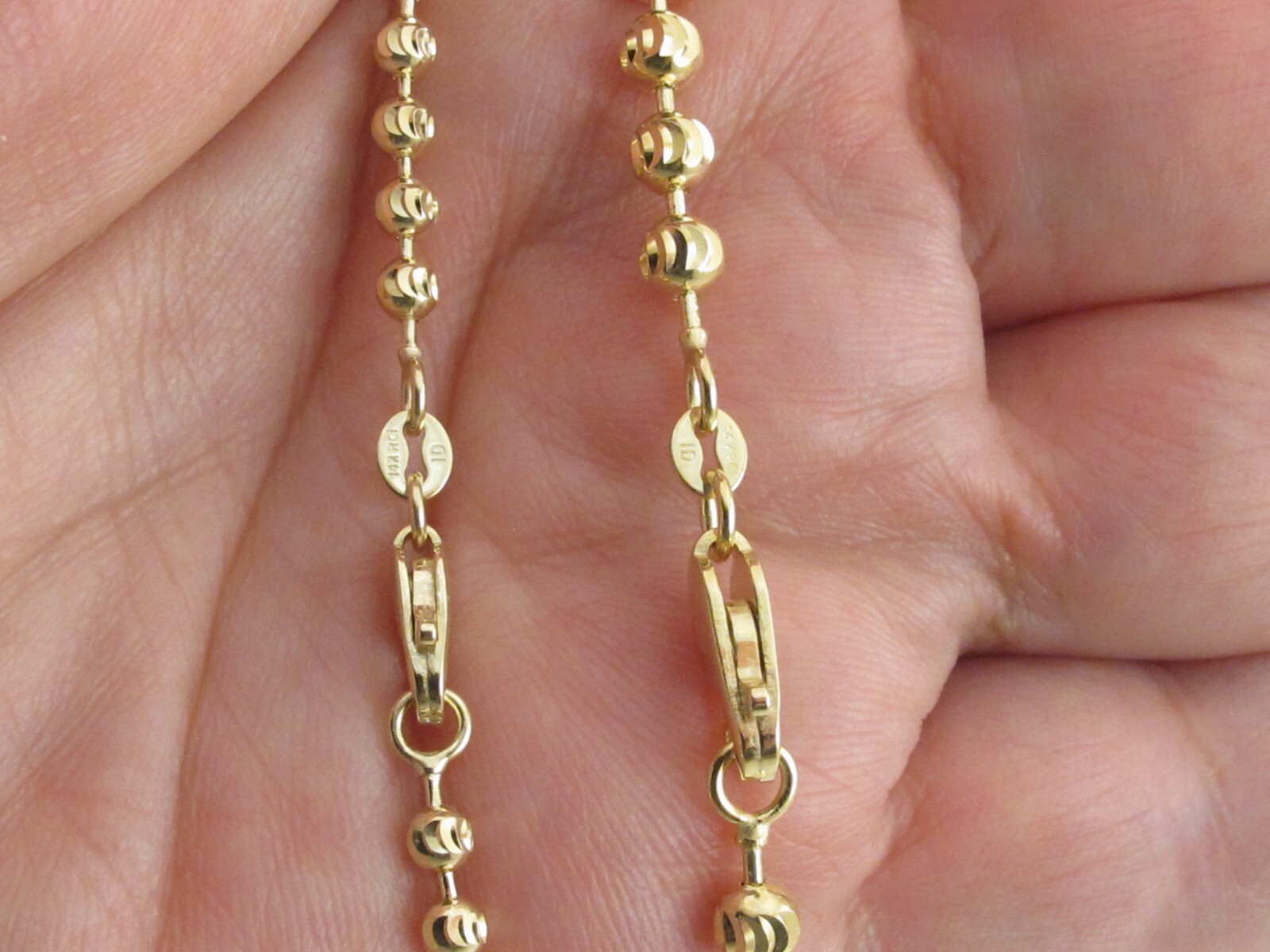 14k Gold Mooncut Ball Chain Necklace 16″, 18″, 20″, 22″, 24″- 2 To 4 MM