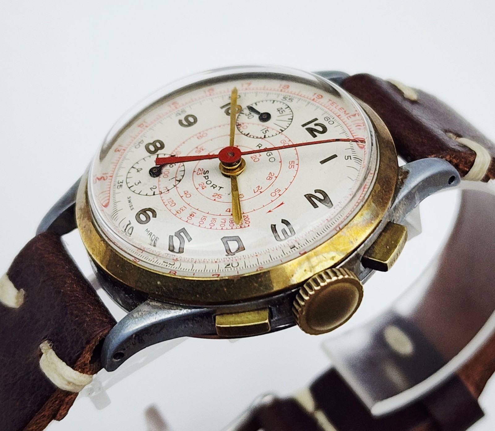 RARE Men’s SWISS Vintage 60’s CHRONOGRAPH Watch REGO Cal.147. Manual Wind