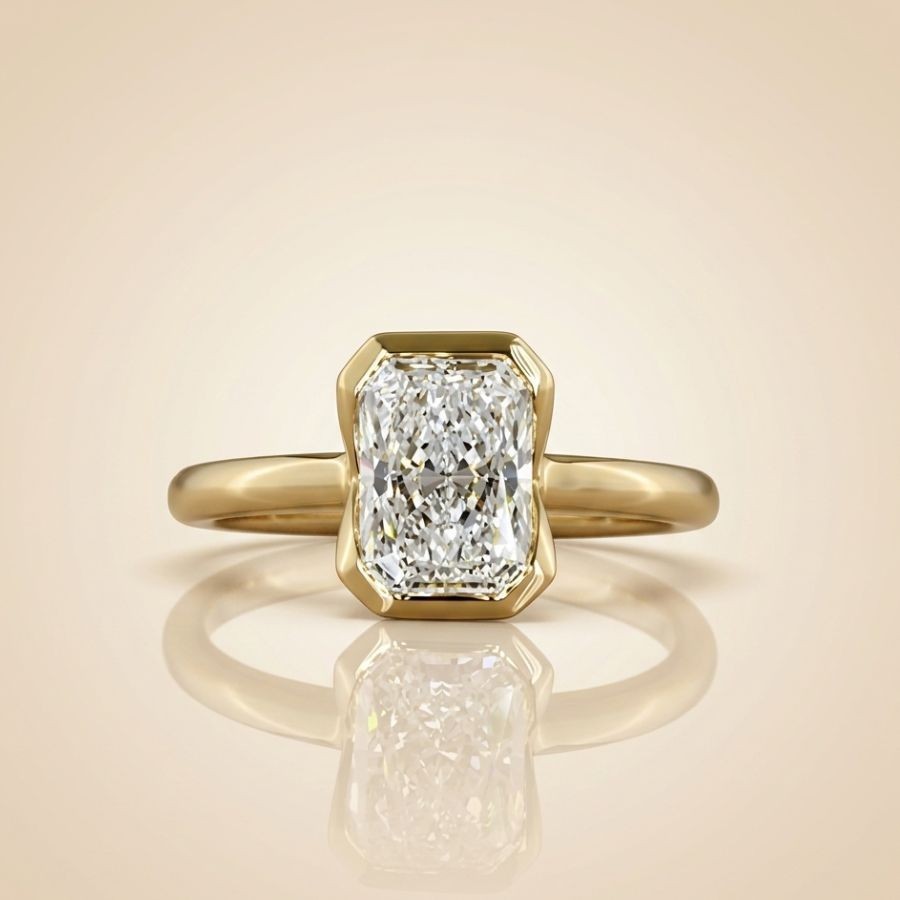 1.50 Ct Radiant-Cut Lab Grown Diamond Wedding Engagement Ring 14k Yellow Gold