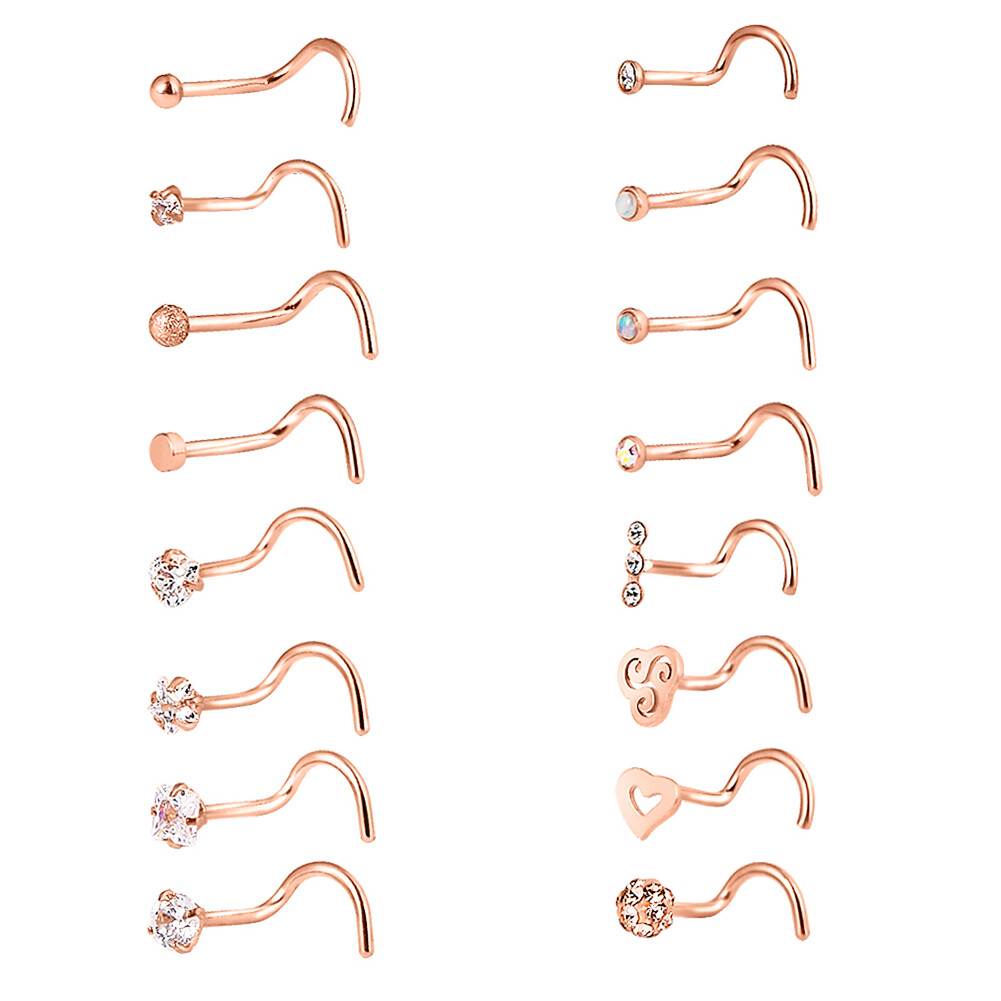 16-32pcs 20G Surgical Steel Nose Hoop Bone Stud Piercing Set Bone/L-shape/Screw