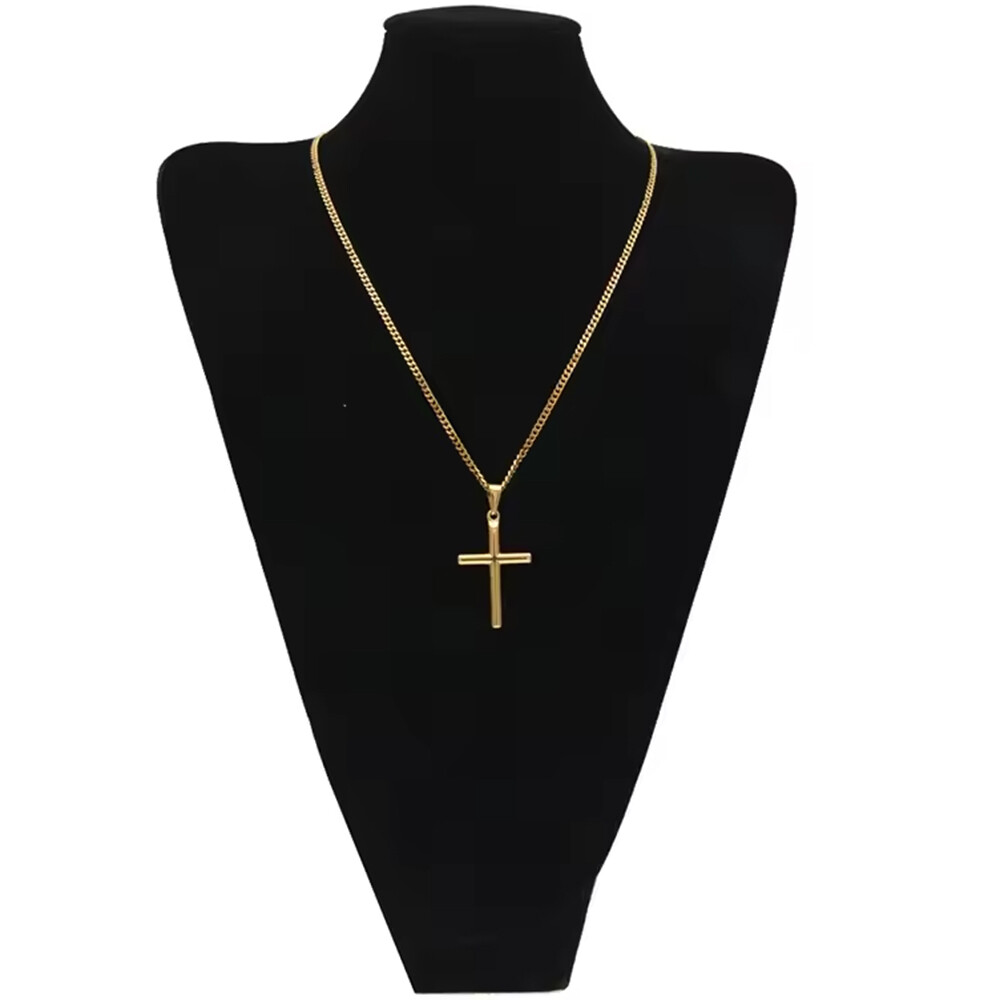 Simple Silver Gold Plated Cross Pendant Necklace Women Men’s Jewelry Gift