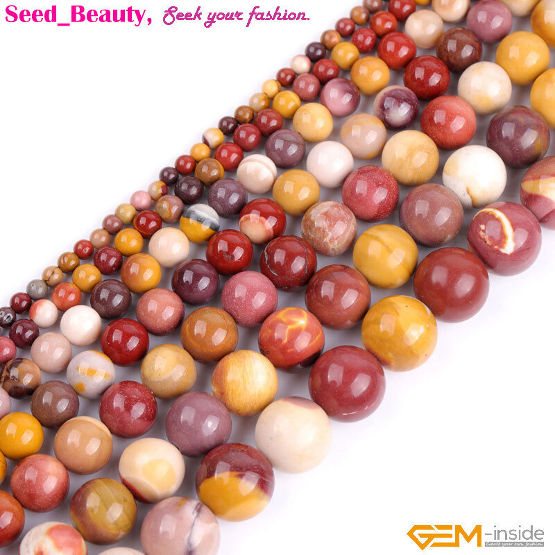 Natural Gemstone Genuine Multicolor Mookaite Beads For Women Jewelry Making 15″