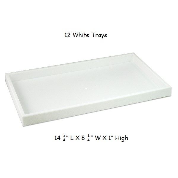 Set of 12 Jewelry Insert Trays White Display Organizer 14 ¾ X 8 ¼” X 1″ Plastic