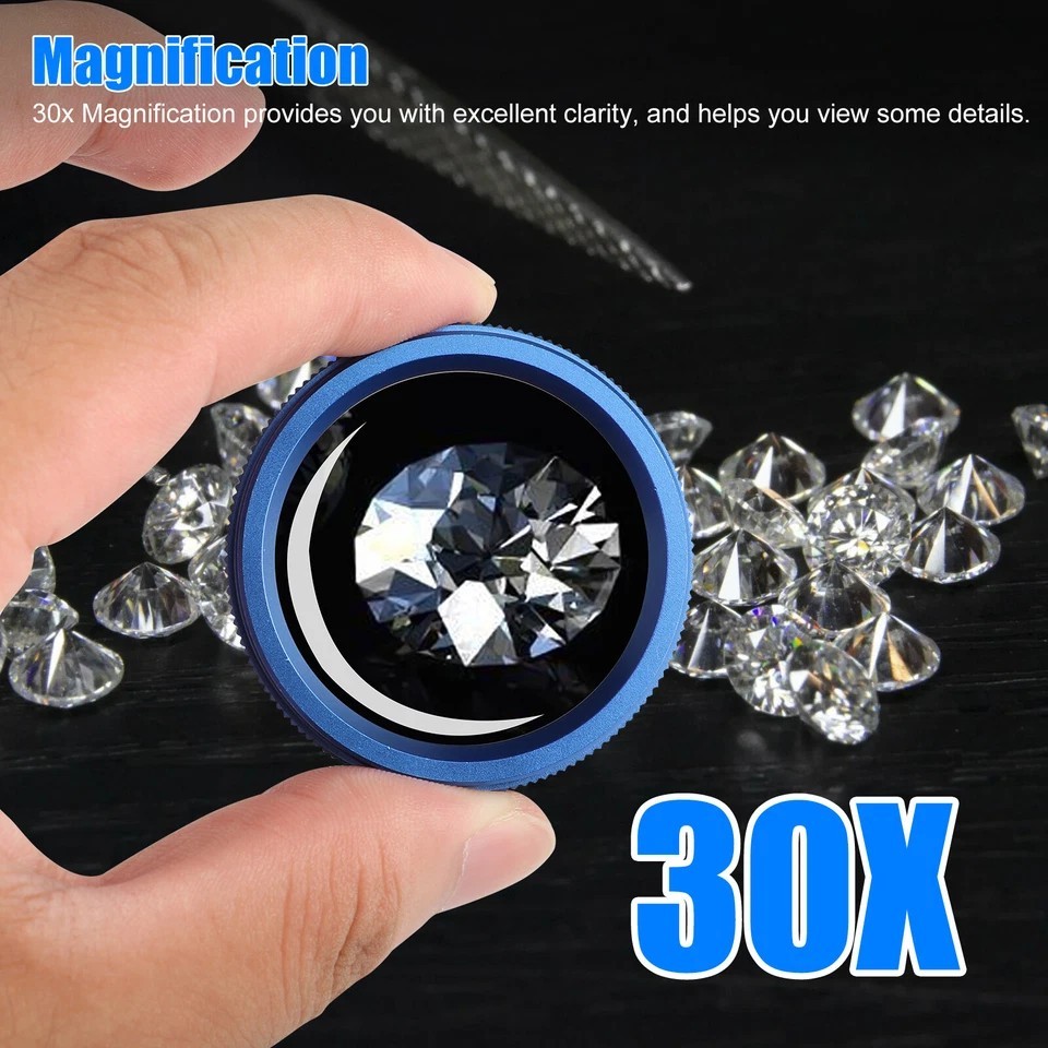 30X Jewelers Loupe Magnifier Light Jewelry Eye Loop Pocket Magnifying Glass Tool