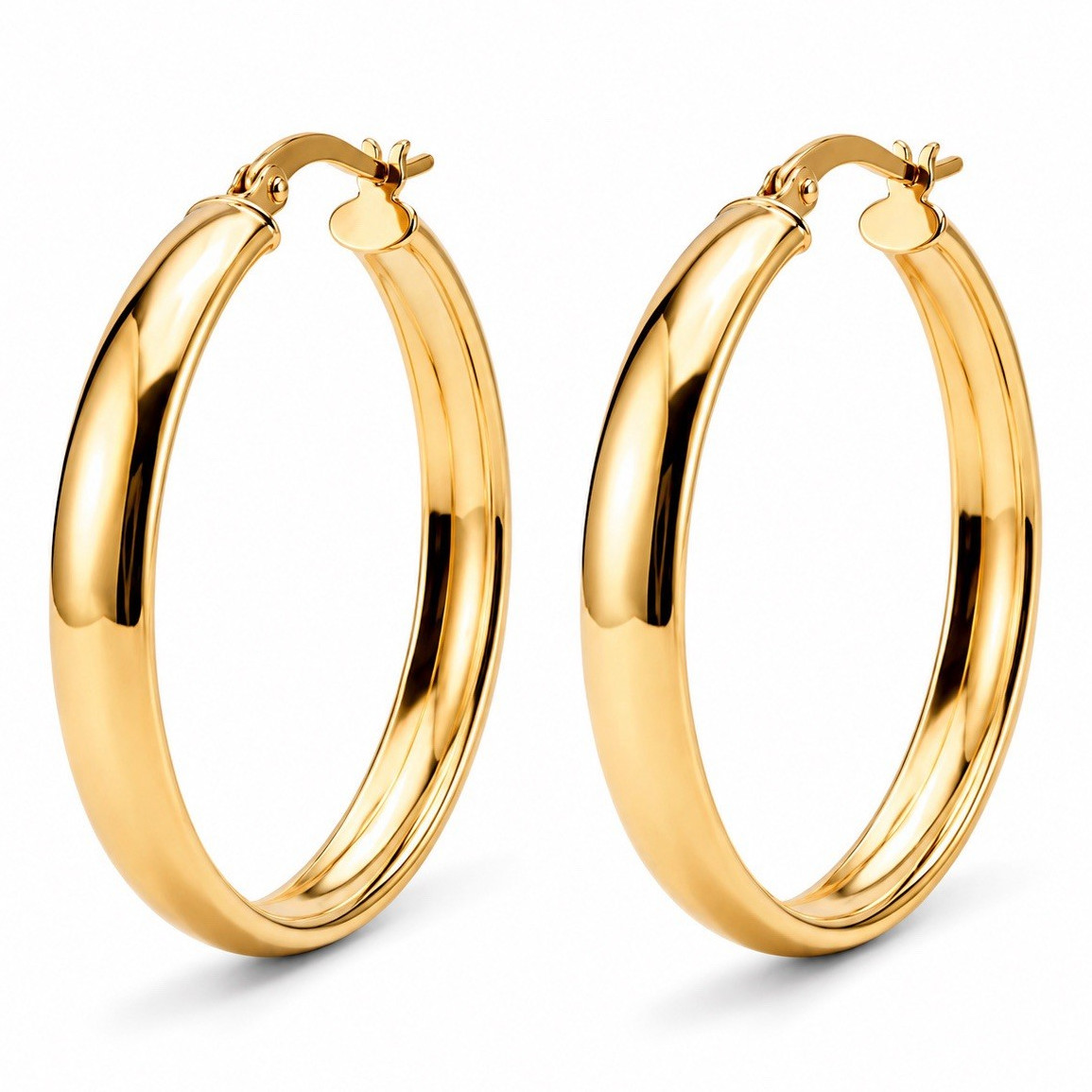 18K Gold Filled Hoop Earrings for Women Classic Lightweight Polished Jewelry