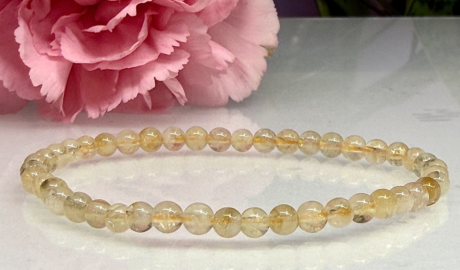 Wholesale Lot 6 Pcs Natural Citrine 4mm 7.5” Crystal Stretch Bracelet