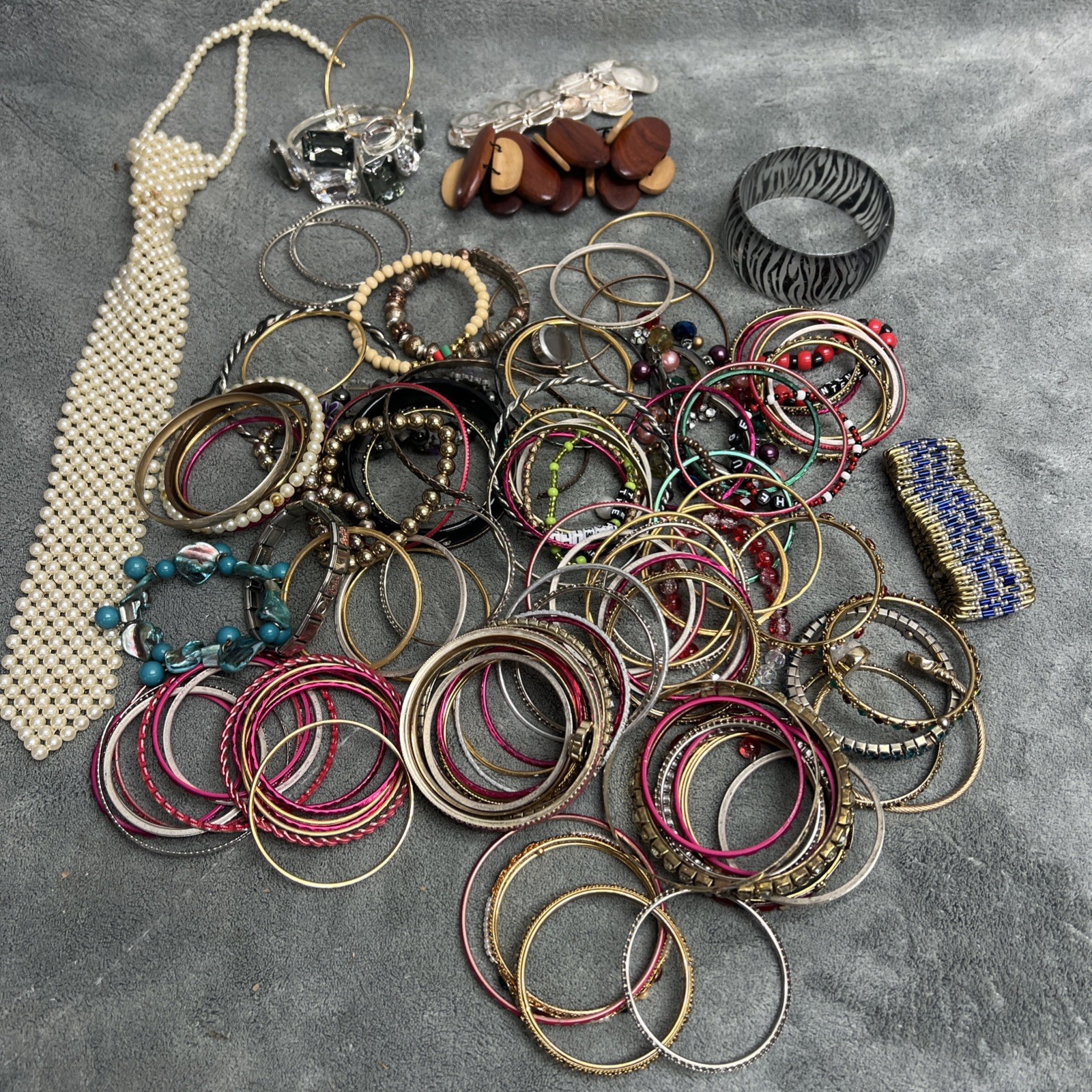Mixed Lot Bangle Wrap Cuff Stone Bead Bracelets Multicolor Wearable