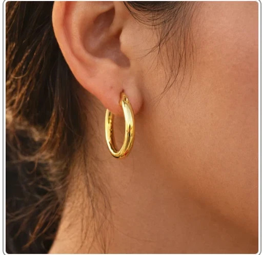 18k Gold Filled Hoops, everyday wear, waterproof, earrings for women