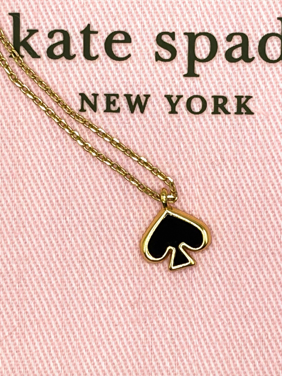 kate spade new york Gold Plated Black Spade Charm Pendant Necklace Adjustable