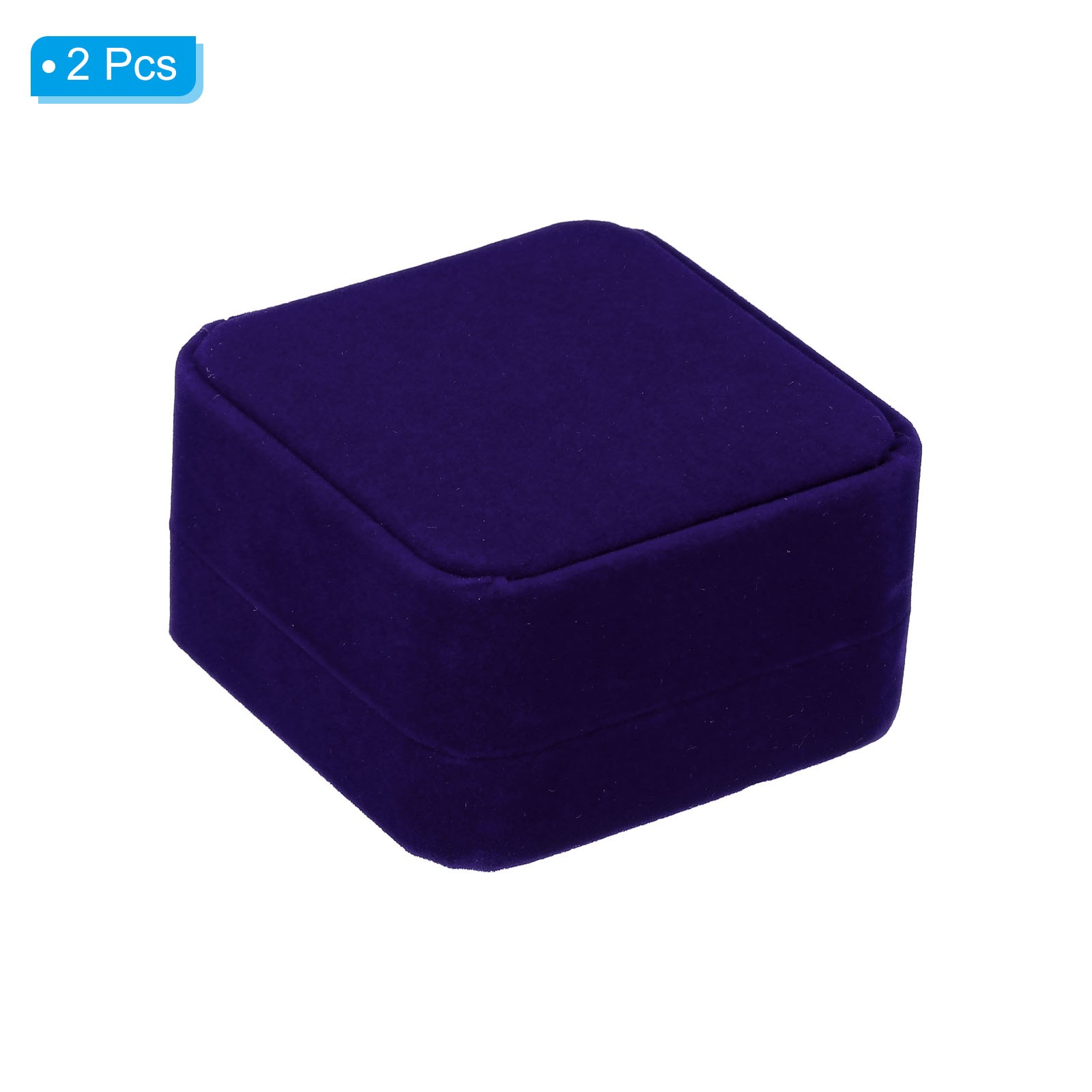 2pcs Velvet Ring Box Double Slot Wedding Ring Jewelry Holder Style 1 Purple