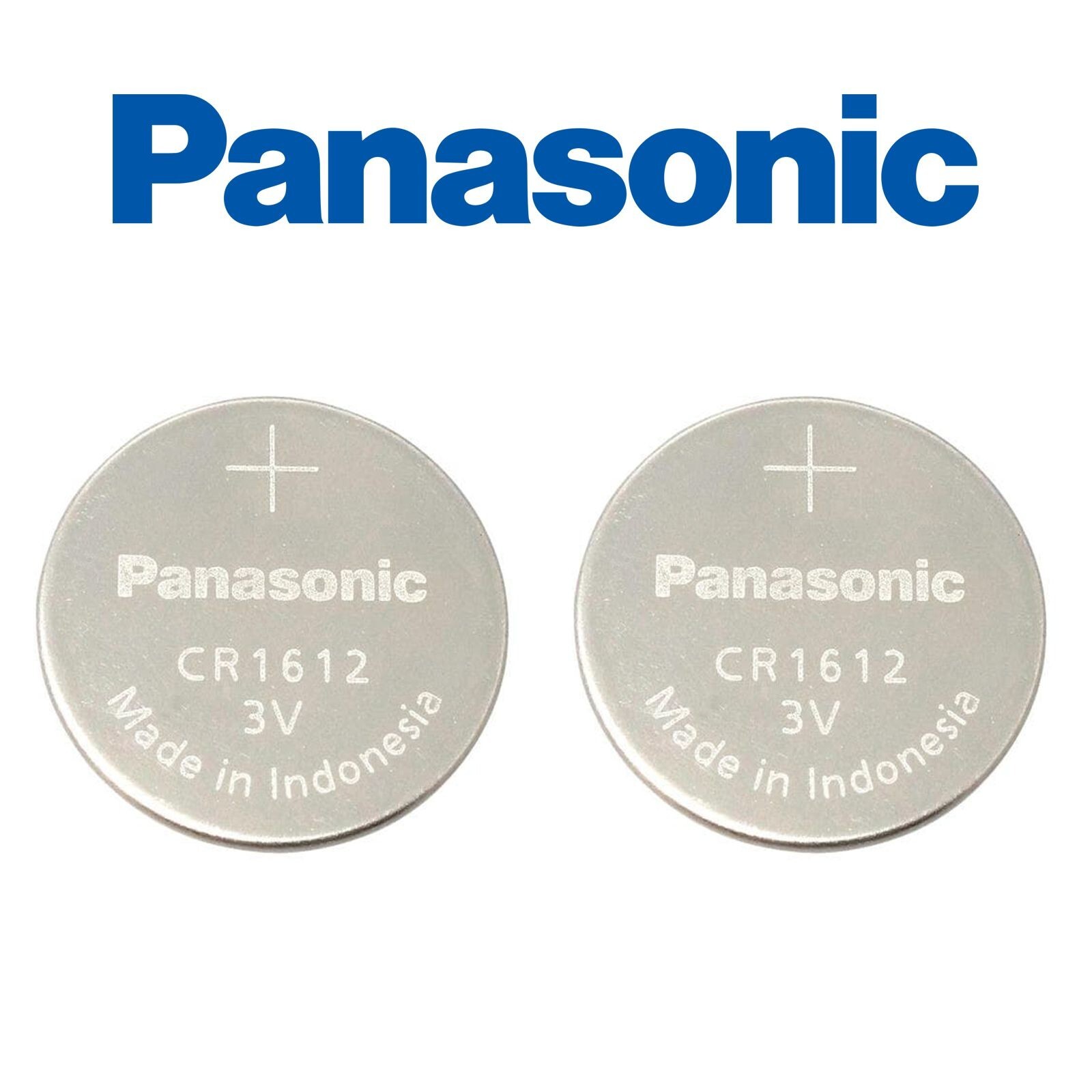 2 New Panasonic CR1612 3V Lithium Coin Cell Button Batteries