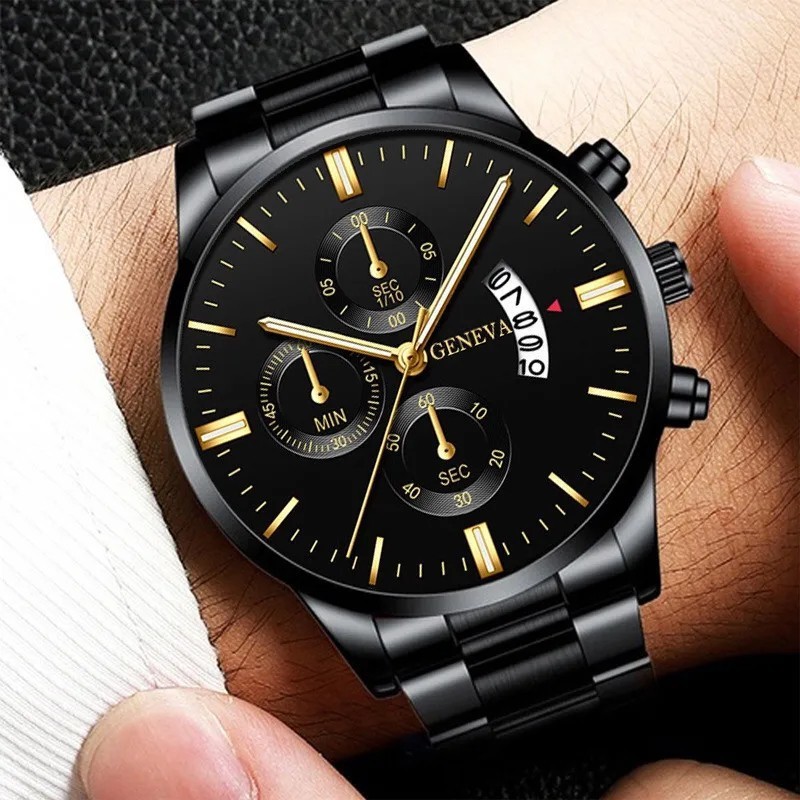 Luxury Stainless Steel Men Calendar Quartz Watch Fashion Mens Business Watches