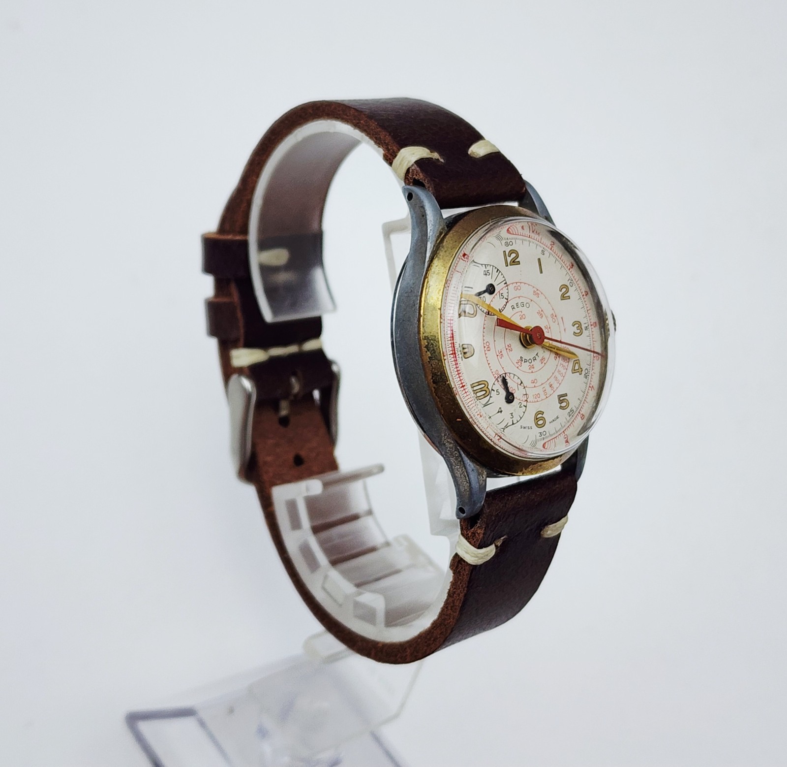 RARE Men’s SWISS Vintage 60’s CHRONOGRAPH Watch REGO Cal.147. Manual Wind