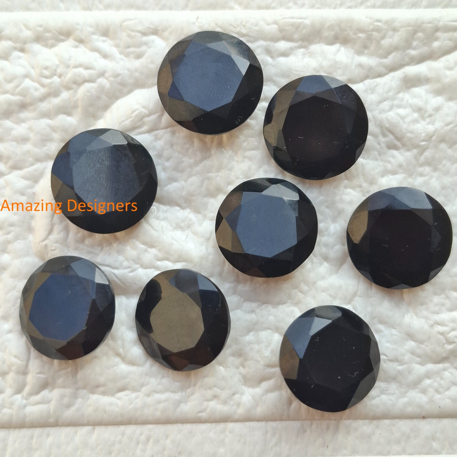 Natural Black Onyx Round Faceted Cut 5mm to 20mm Loose Gemstone