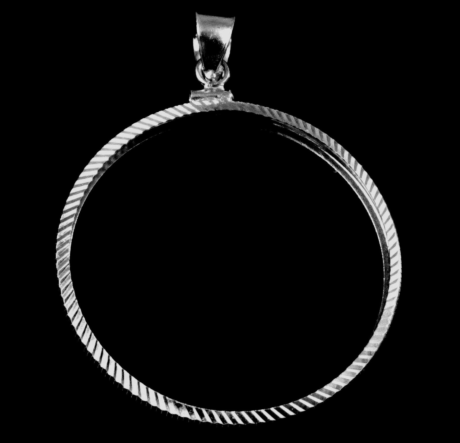 Coin Bezel 38mm Silver Dollars Morgan, Peace, Ike, Diamond Cut Sterling Silver