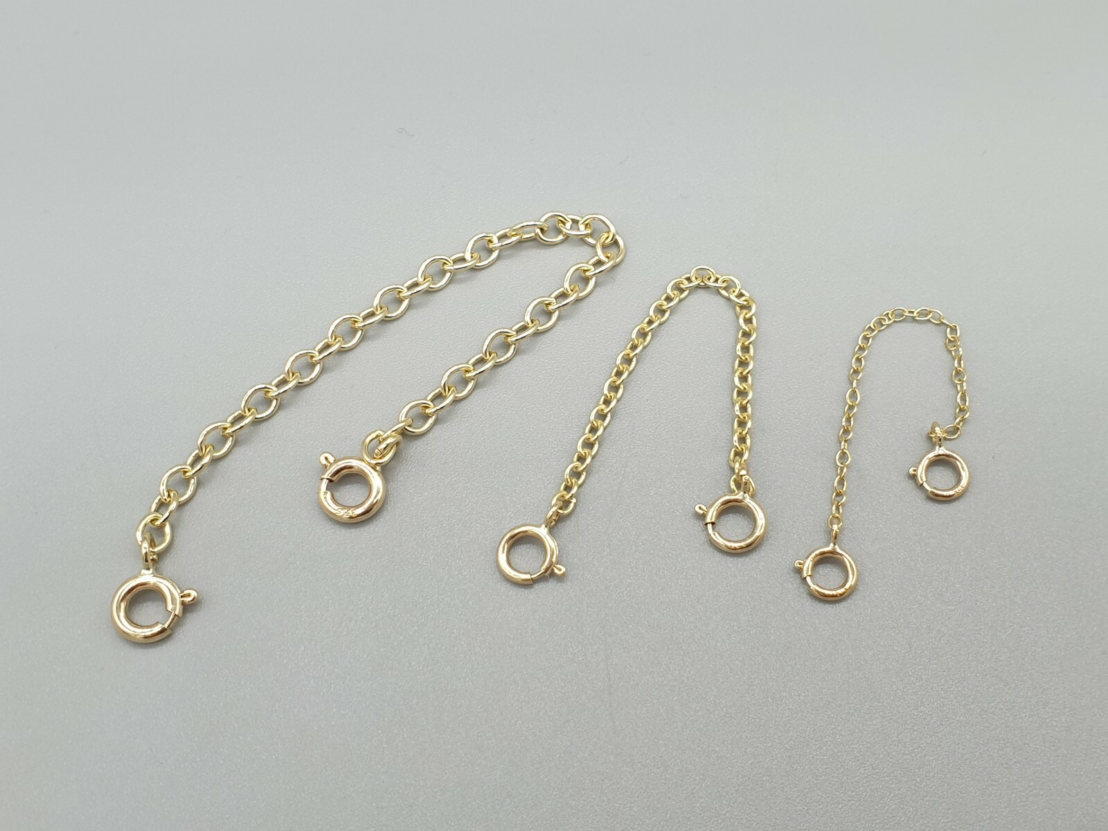 9k 9ct yellow gold two clasp extender safety chain connector extension 0.5″ – 4″