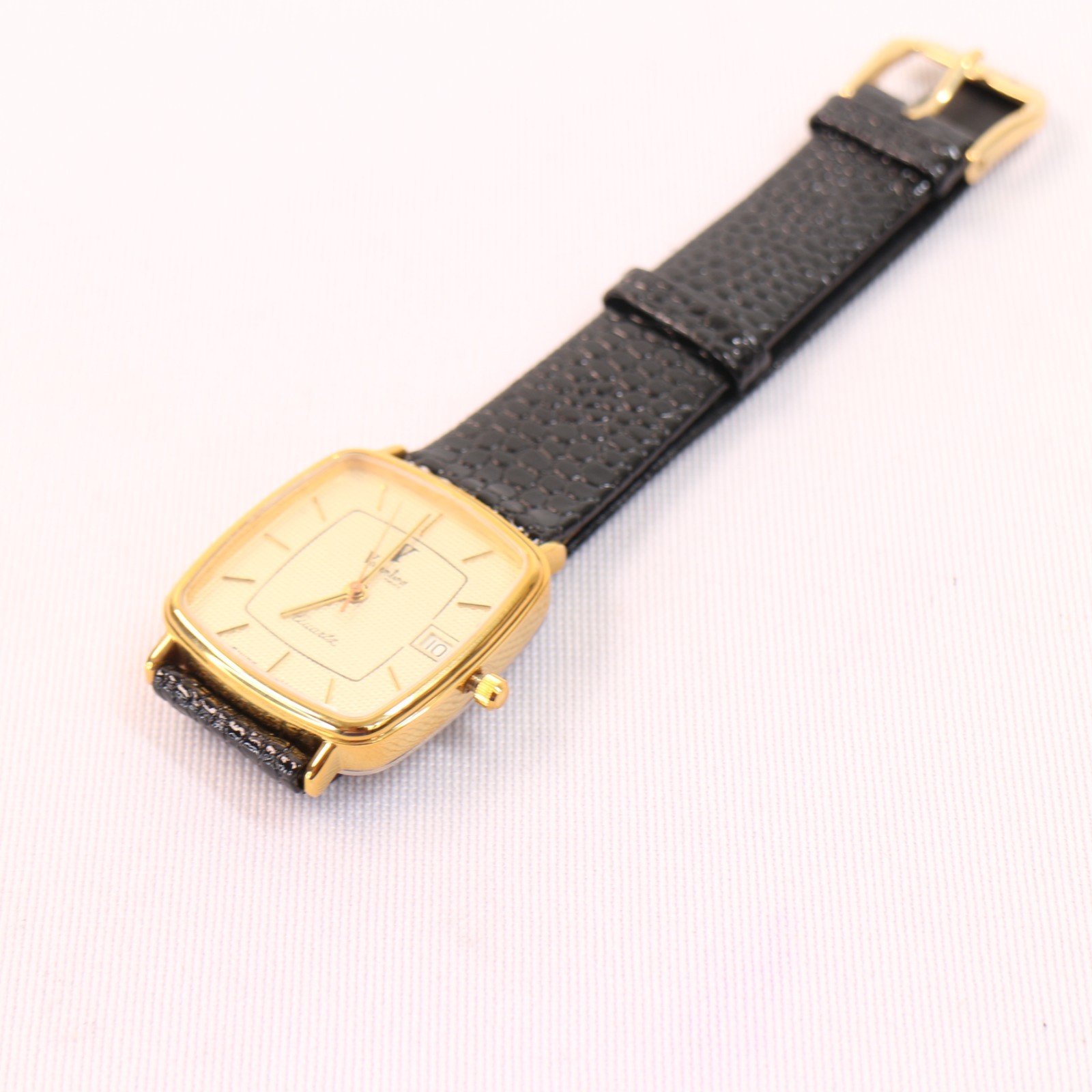 Vintage 1980s VALENTINO Roberto New Old Stock Tank Gold Plated Quartz 25mm Watch
