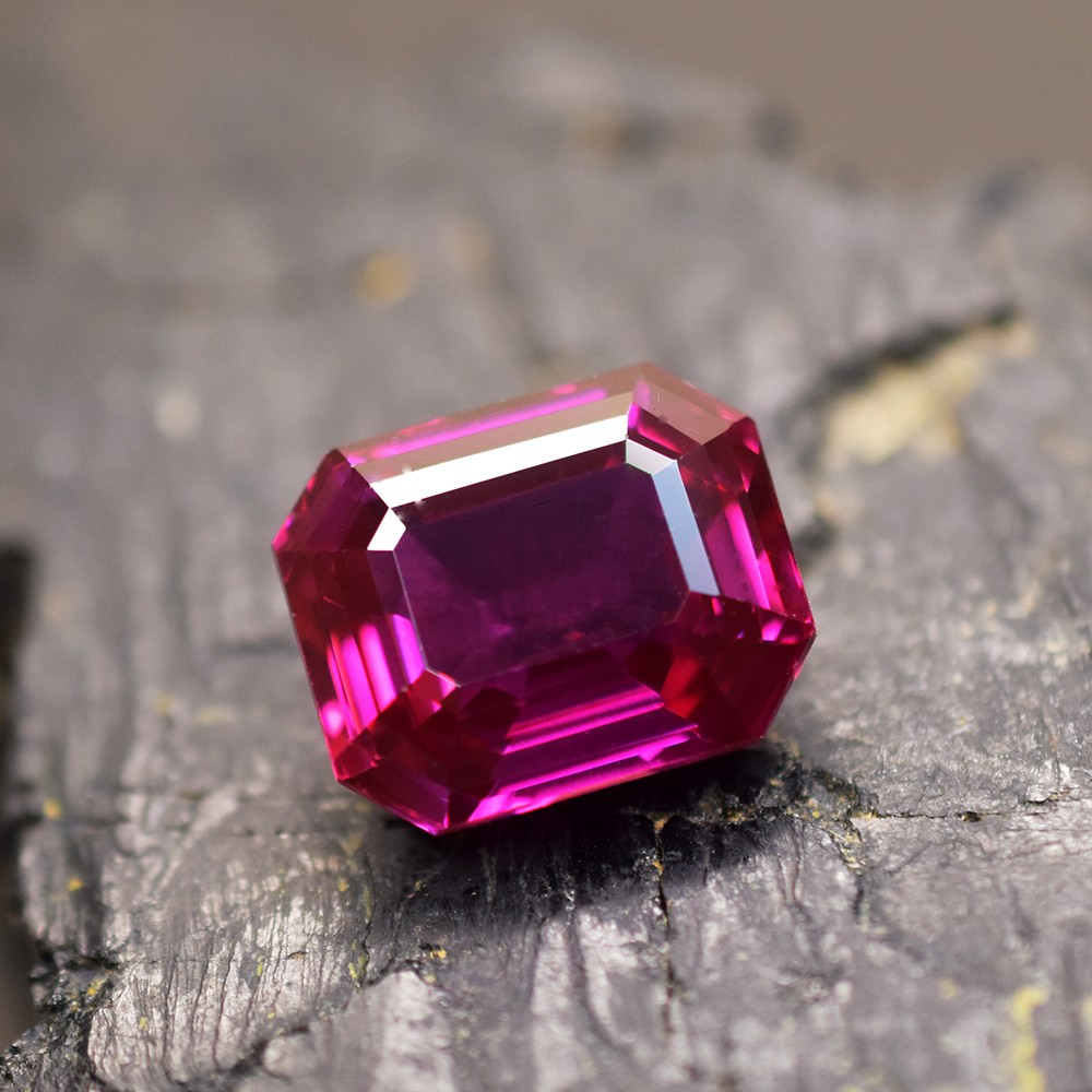 16.8 Ct Natural Emerald Cut Dark Pink Kunzite CERTIFIED Heated Loose Gemstone