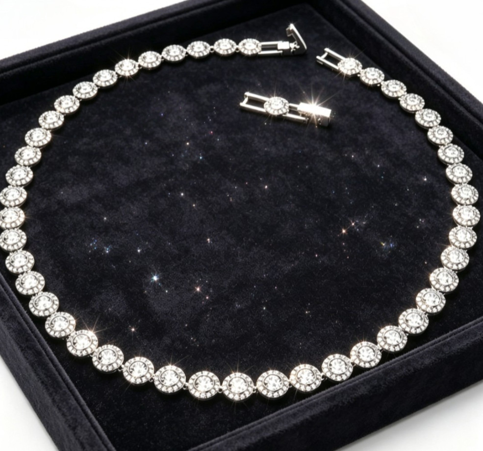 Swarovski Una Angelic Tennis Necklace – Clear Crystal Silver Chain Gift +box US