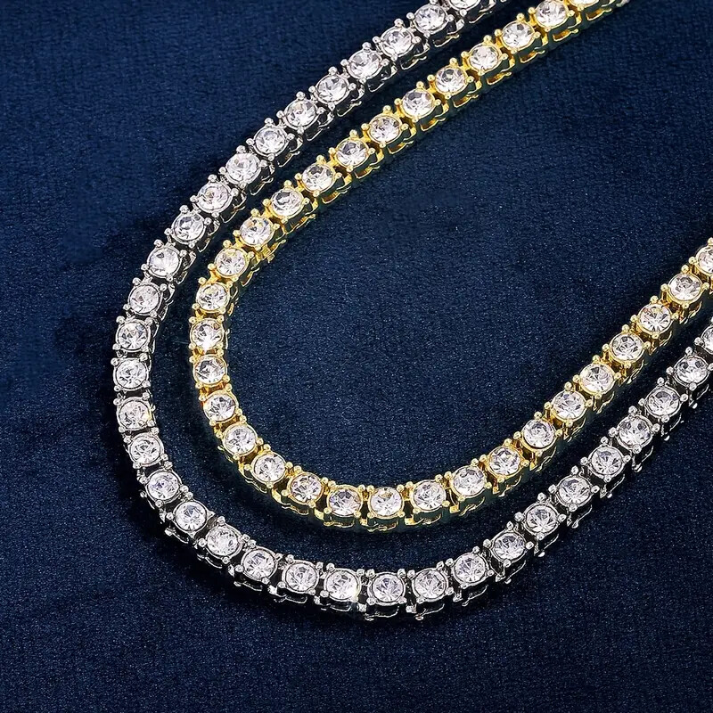 Hip Hop Iced 4.5mm 16″ 18″ 20″ 24″ 1 Row Cubic Zirconia Tennis Chain Necklace