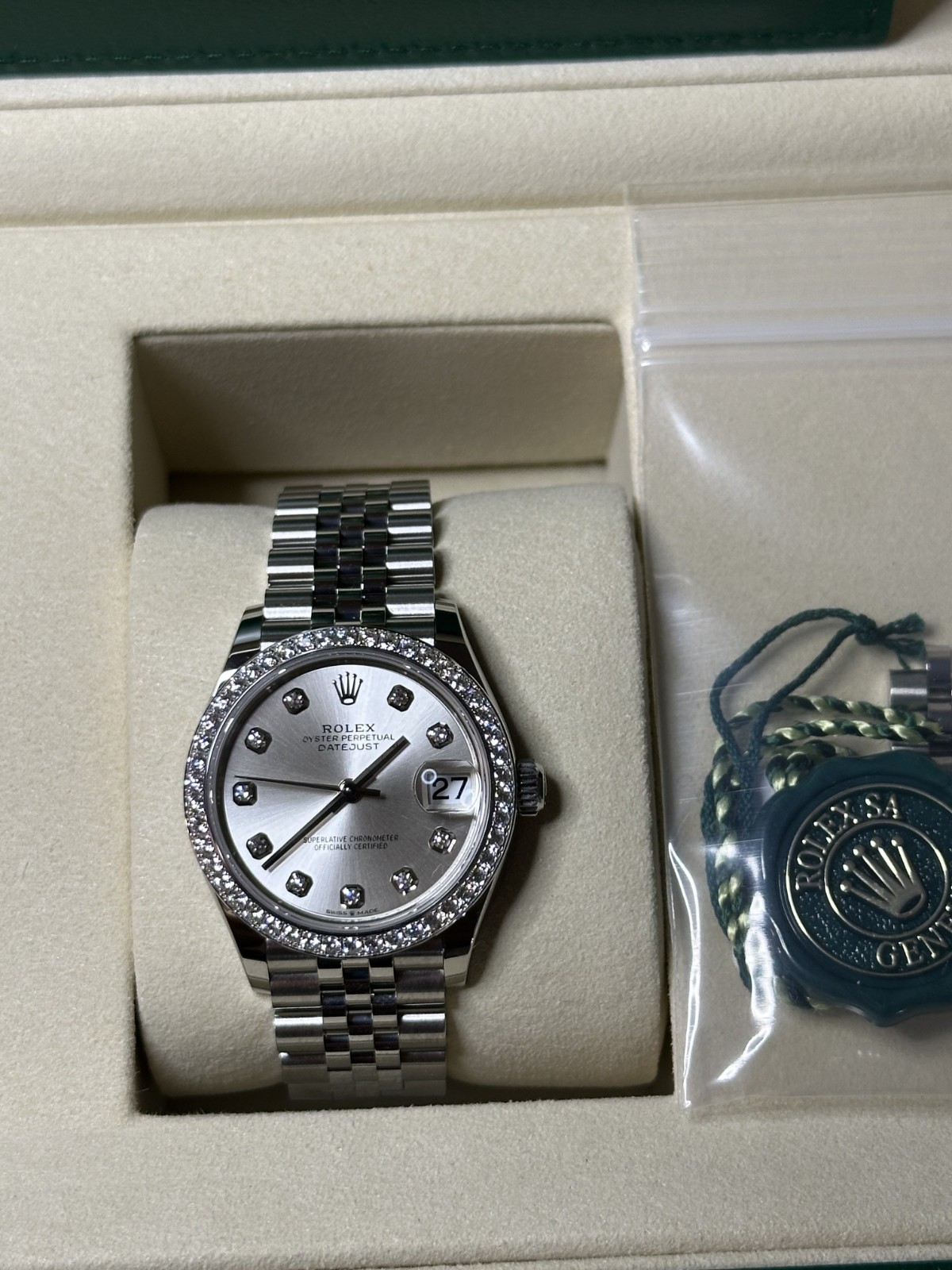Datejust 31 Oyster, Oystersteel white gold and Factory diamonds # 278384RBR-0034