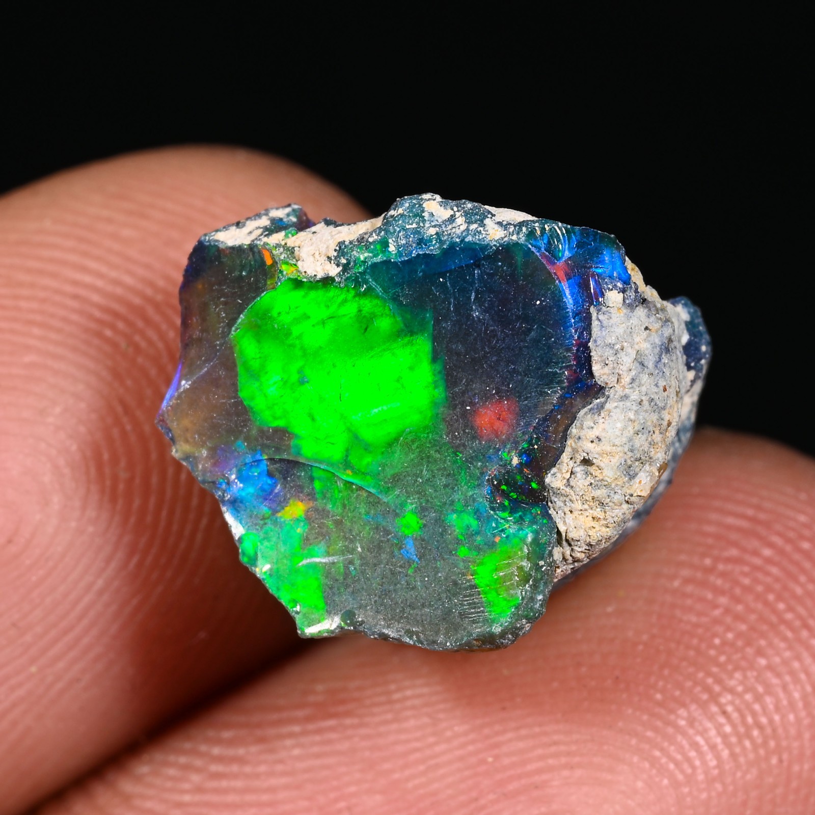 10 Ct Black Ethiopian Opal Rough, Jewelry Grade Welo Opal Rough, Multi Fire Opal