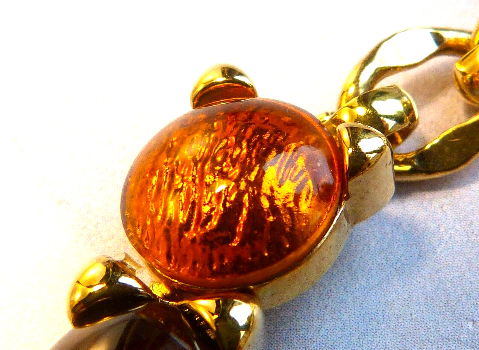 MONET Necklace Vintage 1980s Gold-plated Red Gold Foil-backed Glass Cabouchons