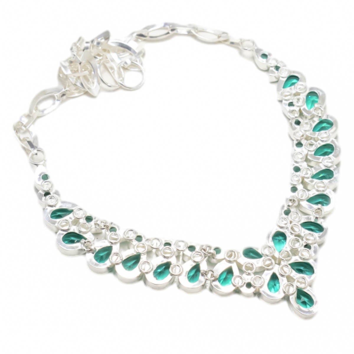 Paraiba Tourmaline Gemstone 925 Sterling Silver Jewelry Necklace Size-17-18″