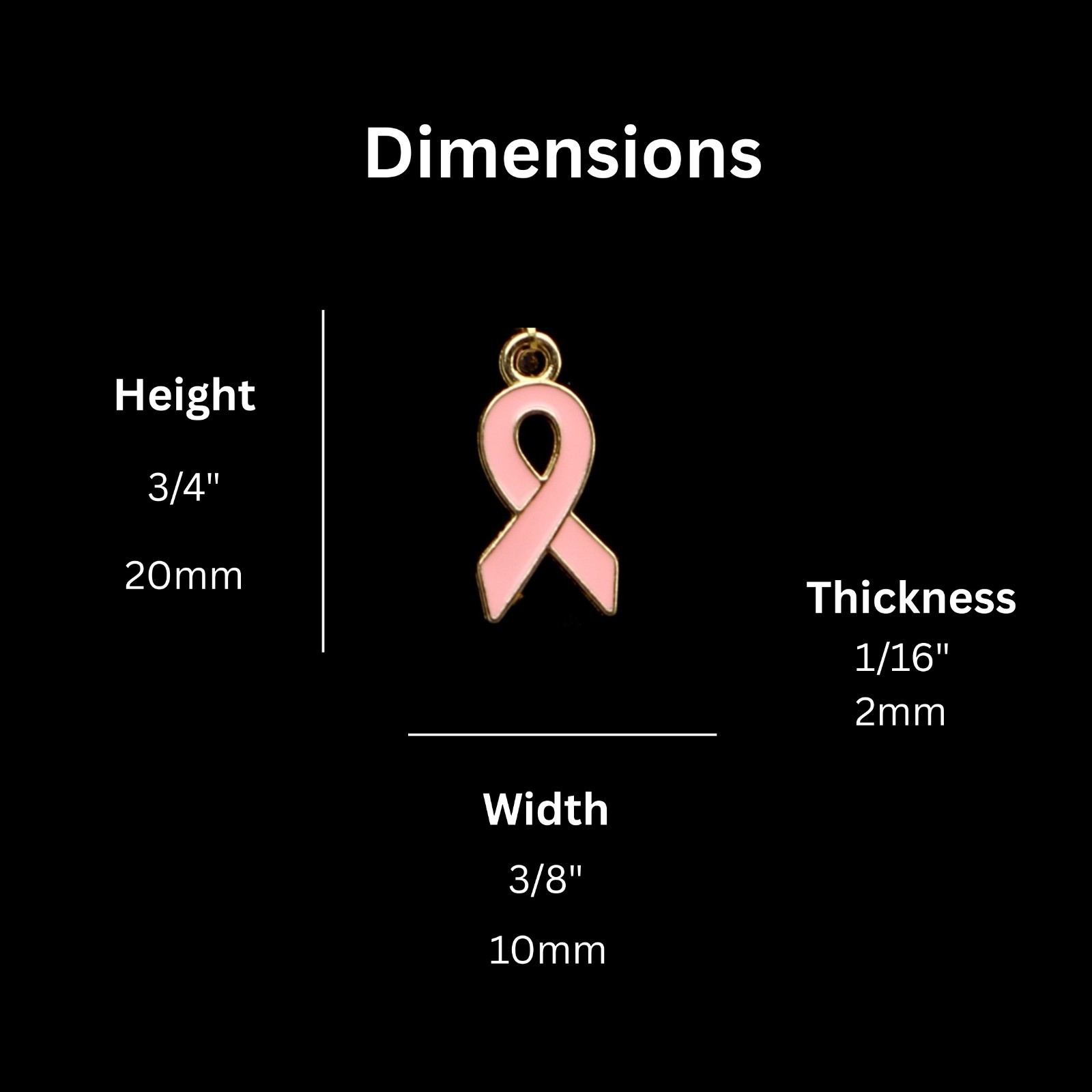 Breast Cancer Awareness Ribbon Earrings with Gold Trim & Lever back Closures