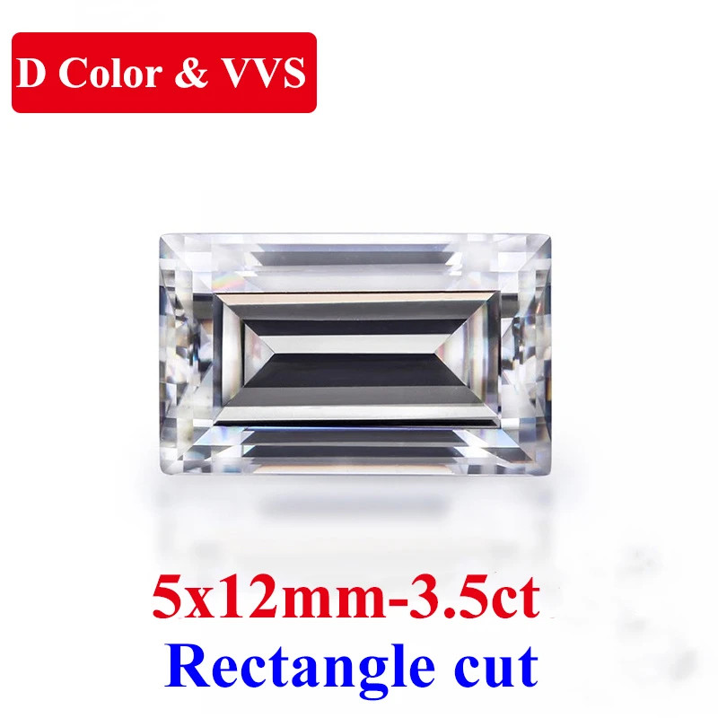 Baguette/Rectangle Cut Moissanite Loose Stones D Color VVS1 Full Size Gemstones