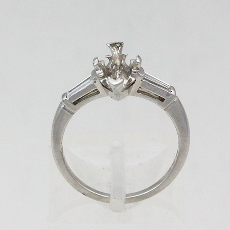 Platinum Empty Mounting & .30 cttw Tapered Baguette Diamond Ring – Size 5.75