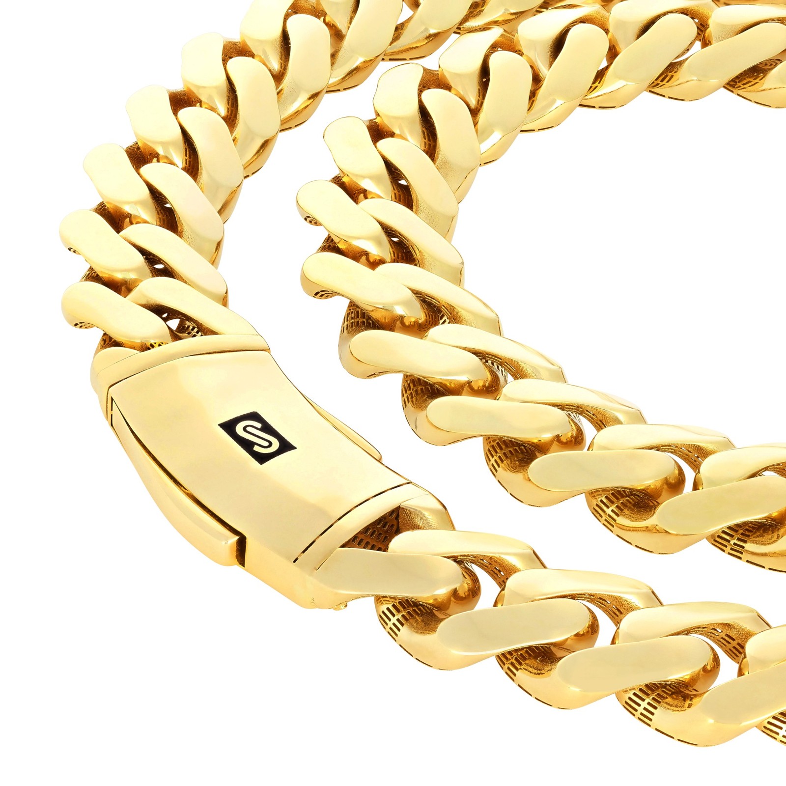 10K Yellow Gold Miami Cuban Royal Monaco Link Chain Necklace 5mm-20mm, 16″- 30″