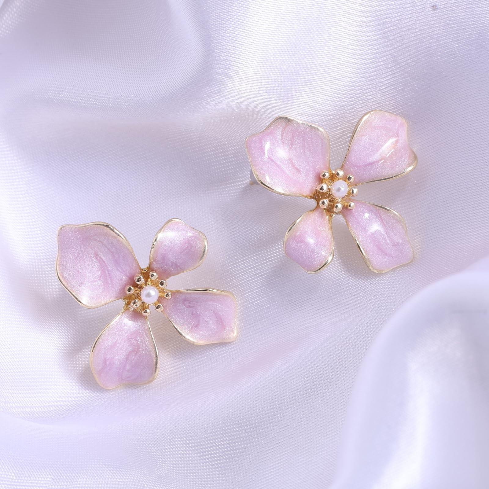 Flower Stud Earrings, Small Irregular Petal Medium, as shown in the picture