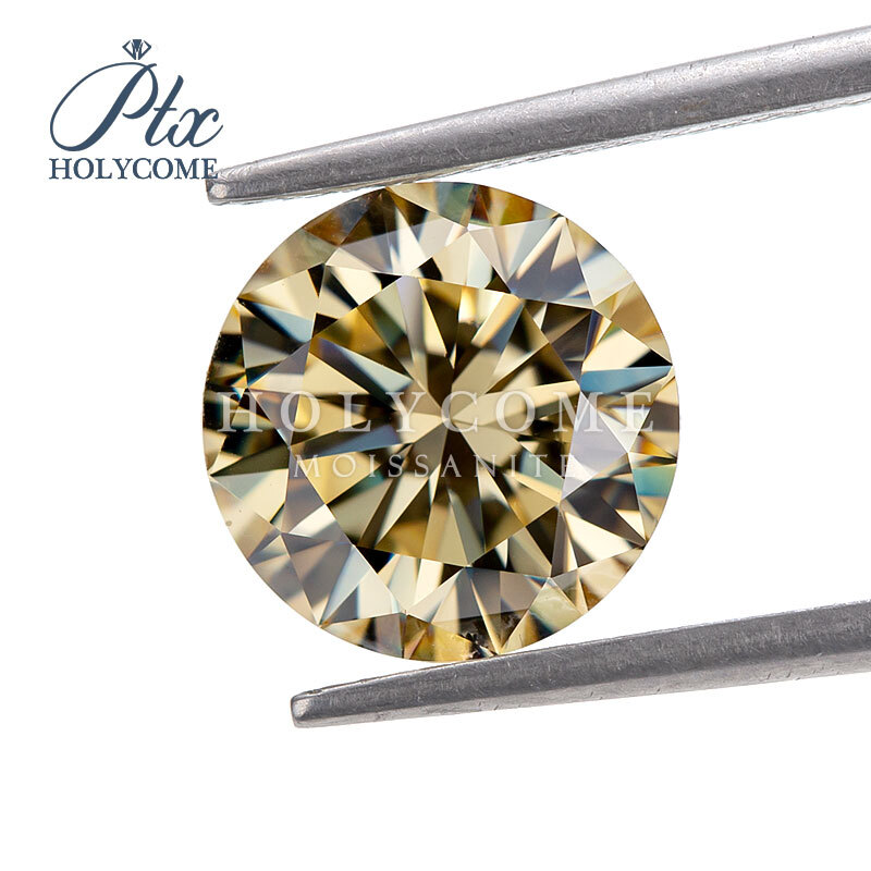 Champagne Color Round Cut Moissanite Diamond Loose Gemstone VVS1 GRA Certified