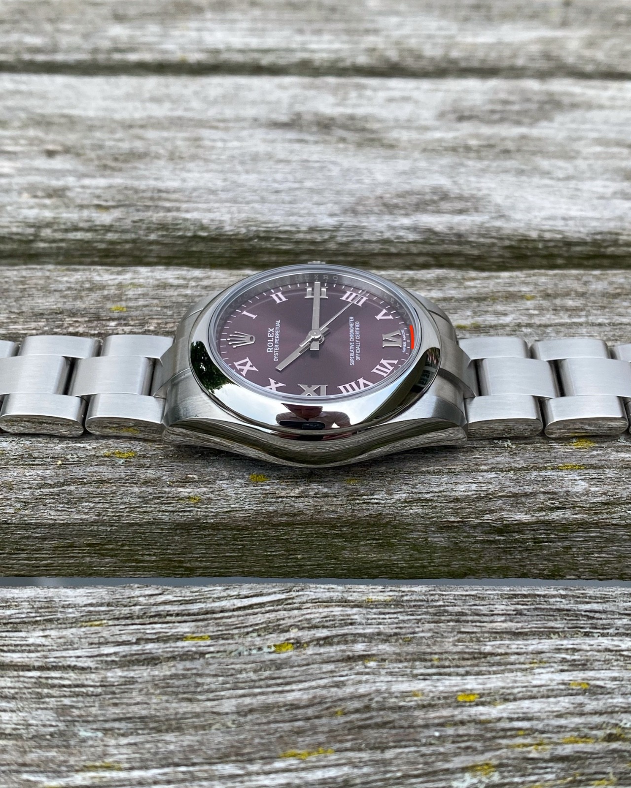 2017 Rolex 177200 Oyster Perpetual 31mm Purple Roman Grape Dial Box and Papers