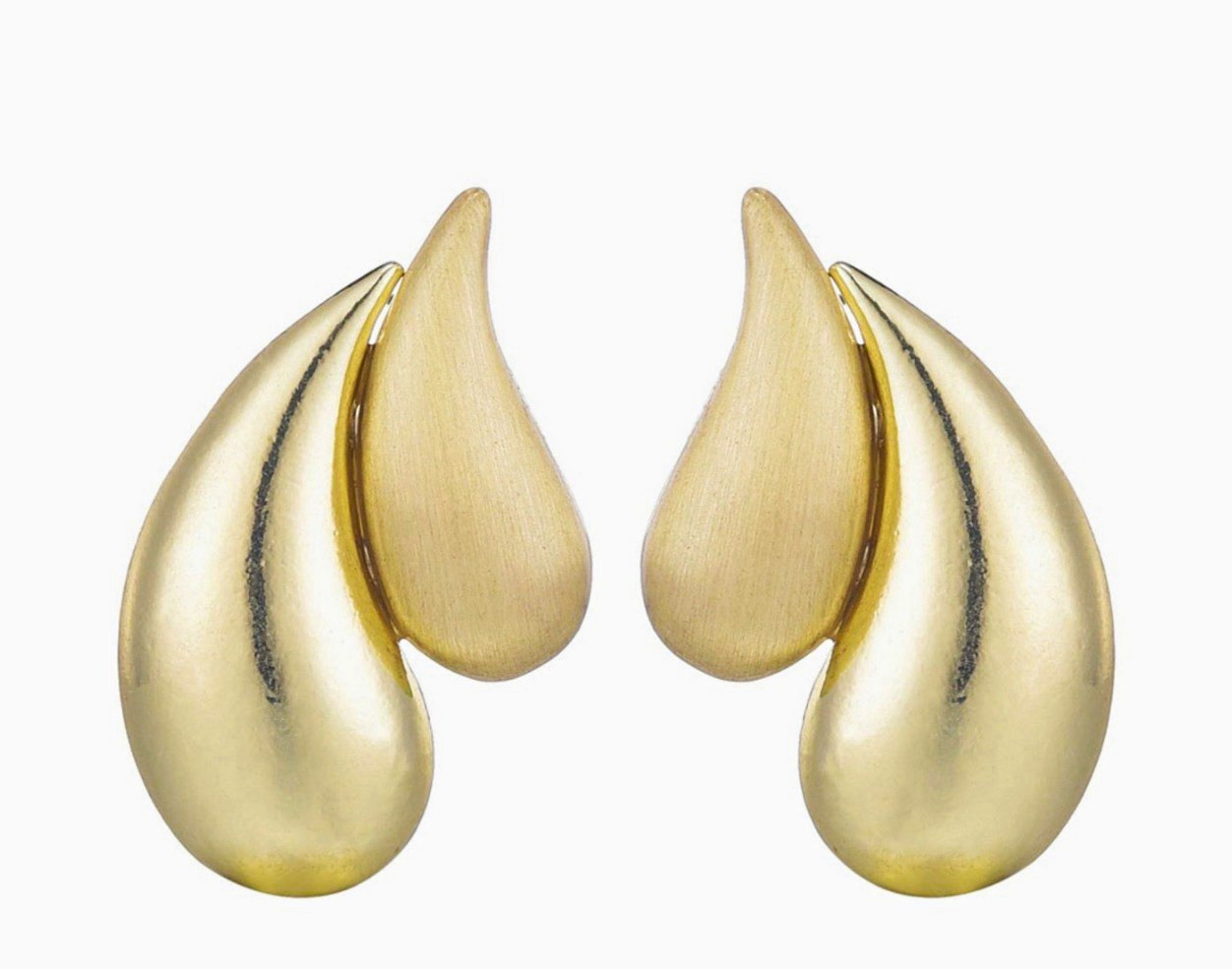 Adornia Gold Tone Teardrop Stud Earrings Butterfly Back Metal No Stone