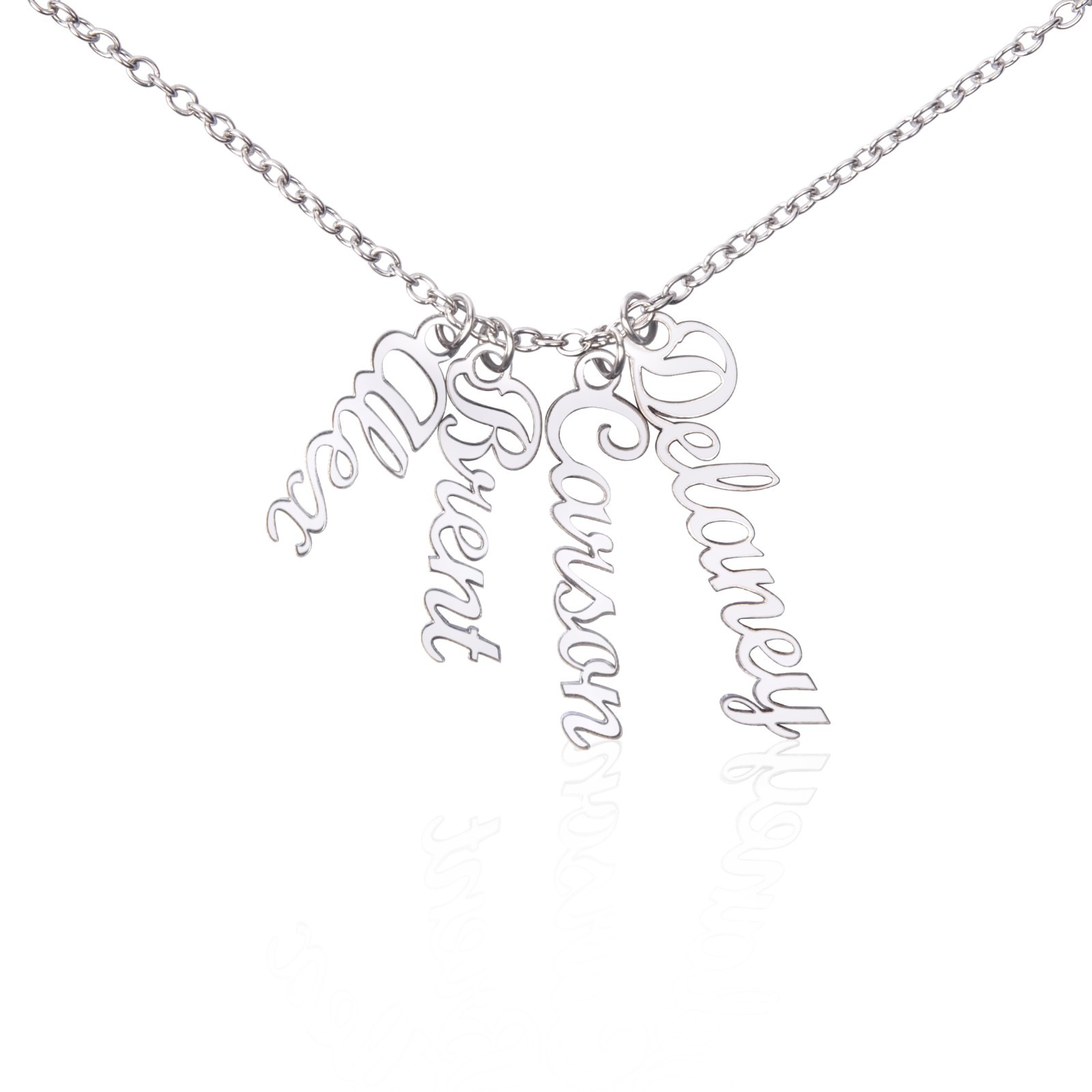 Personalized Vertical Name Necklace Custom Script Pendant Gift Box Silver Gold