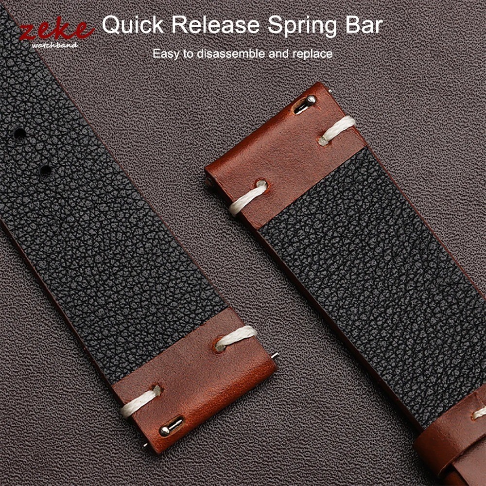 Genuine Leather Butterfly Buckle Watch Bands 18/20/22mm Waterproof Retro Oil Wax