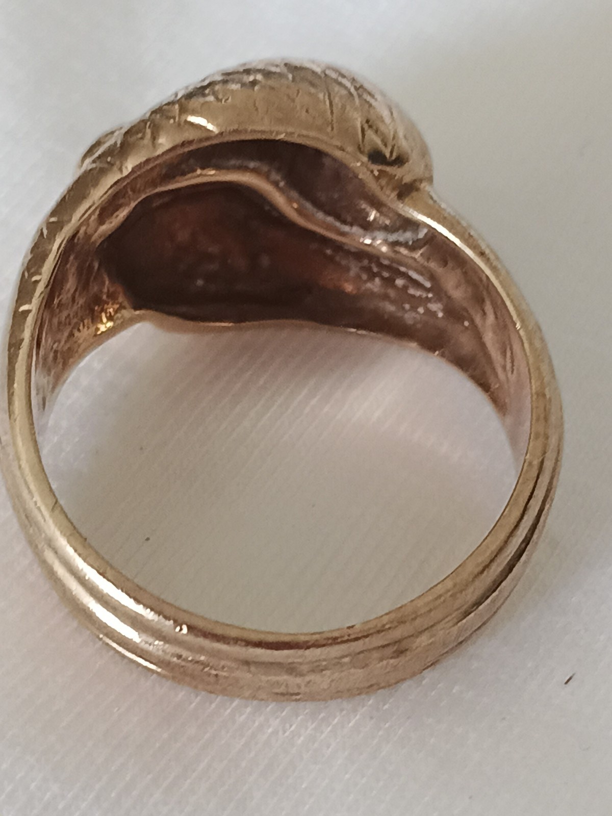 9 Carat Yellow Gold Double Snake Ring Garnet Eyes, Size J/k