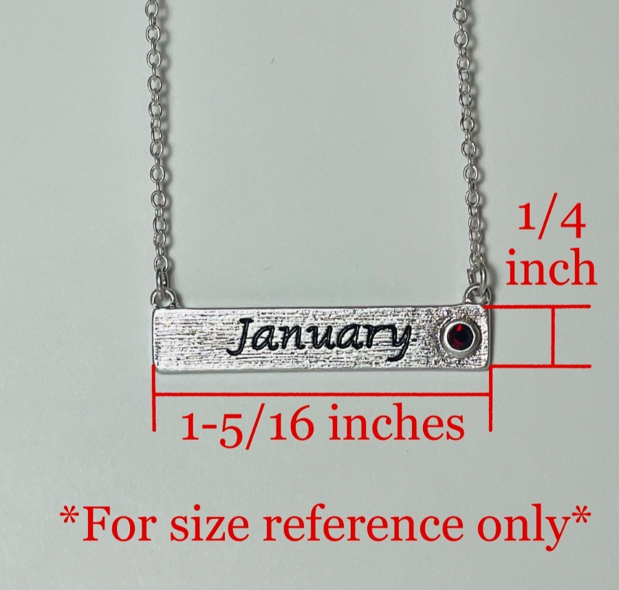 Personalized September Birthstone Necklace Bar Pendant Dainty Silver Plated