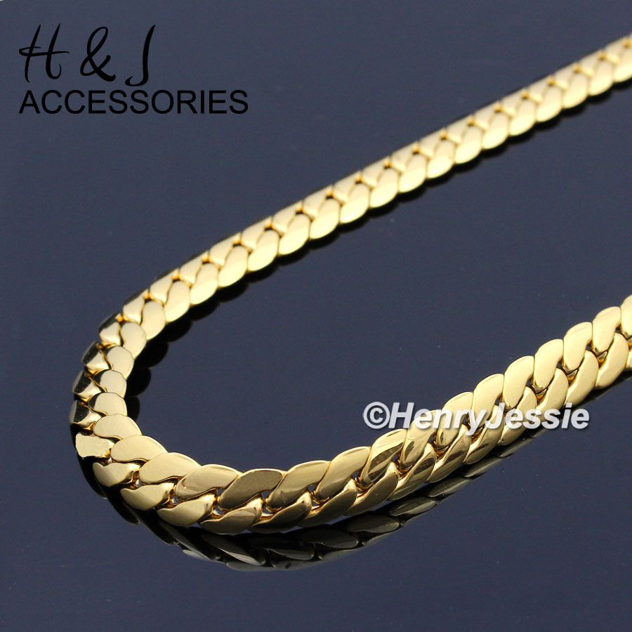 24″MEN Stainless Steel 4mm Gold Plated Miami Cuban Curb Link Chain Necklace