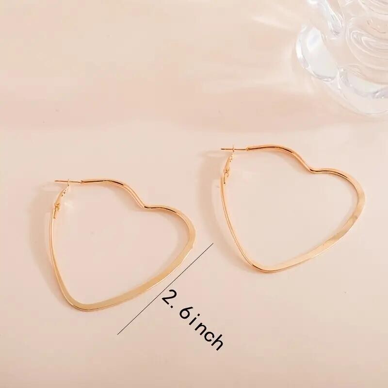 Big Heart Shaped Hoop Earrings Golden Party Valentine’s Day Love Women Gift New