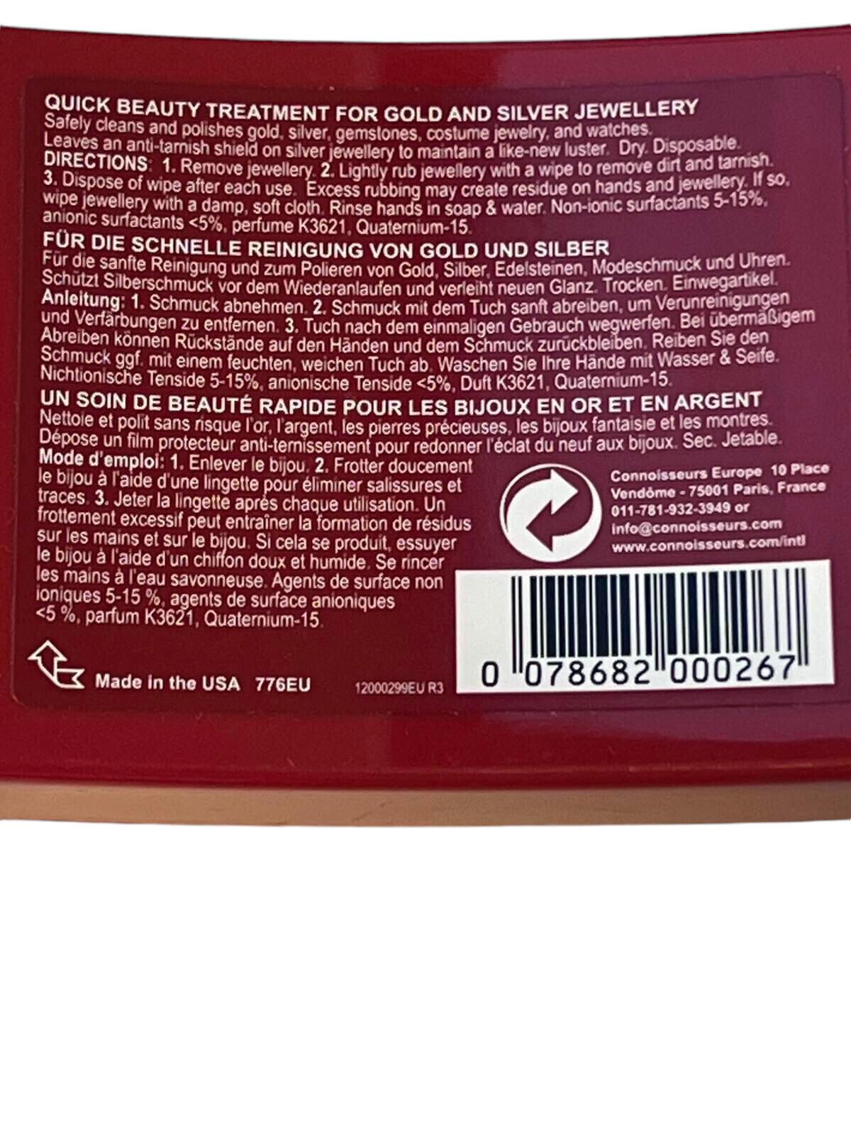 Connoisseurs Jewelry Wipes for Gold & Silver, 25 Dry Cleaning Wipes