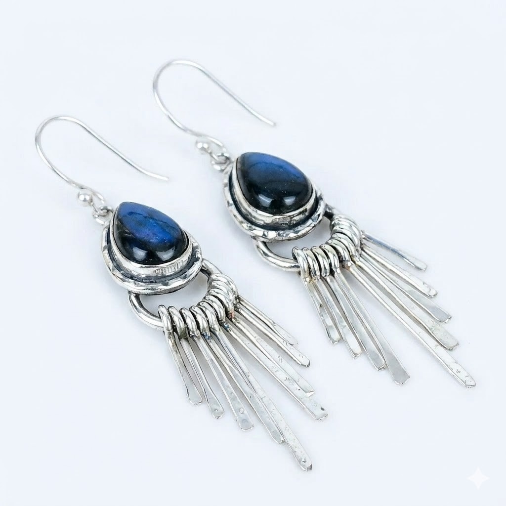 Labradorite Earrings German Silver Plated Handmade Earrings 925 stamped handmade